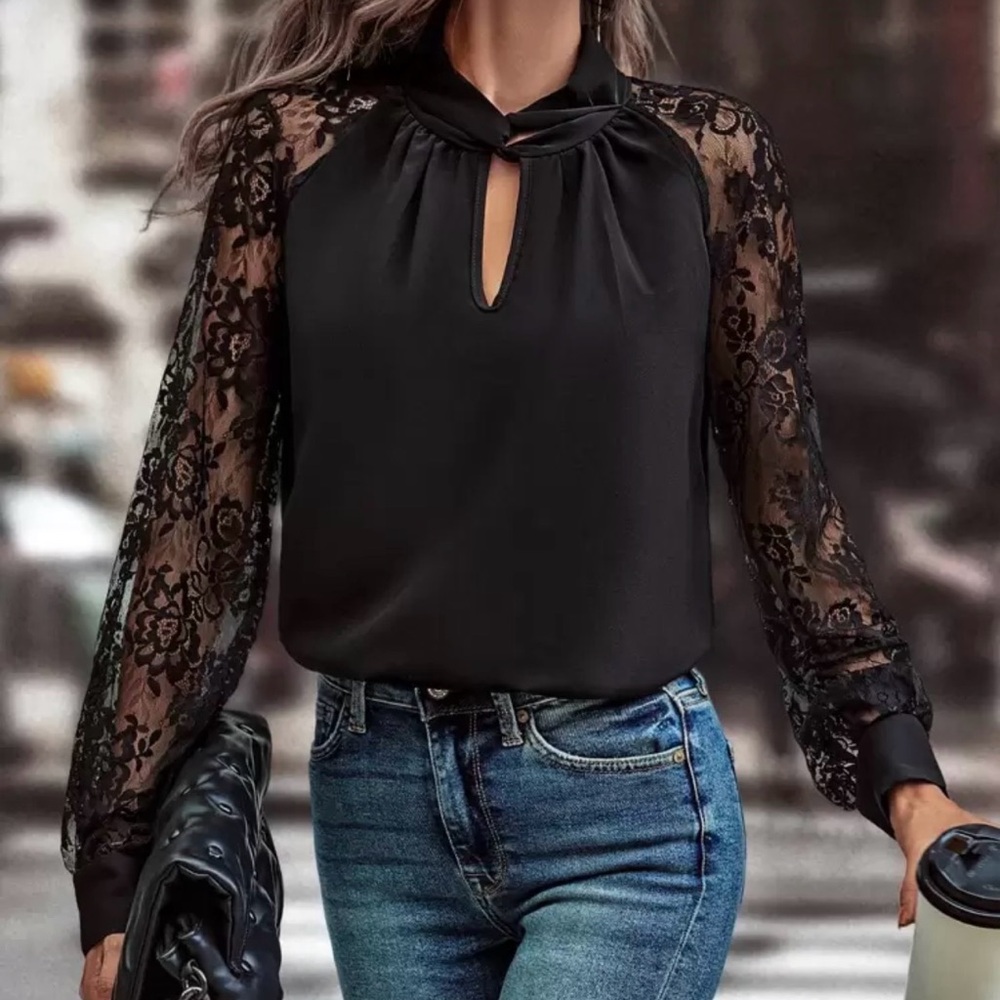 SHEIN Lace Sleeve Blouse